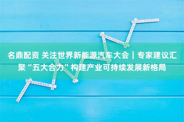 名鼎配资 关注世界新能源汽车大会｜专家建议汇聚“五大合力”构建产业可持续发展新格局