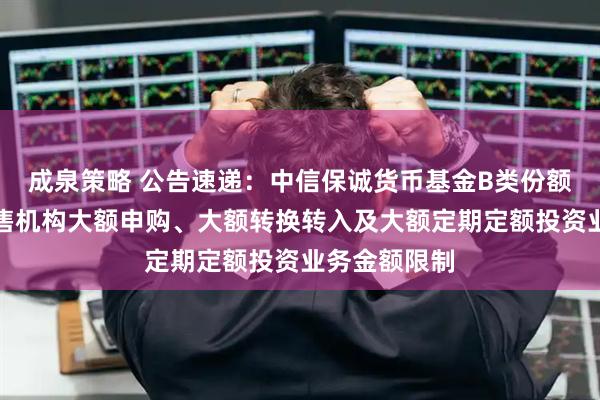 成泉策略 公告速递：中信保诚货币基金B类份额调整部分销售机构大额申购、大额转换转入及大额定期定额投资业务金额限制